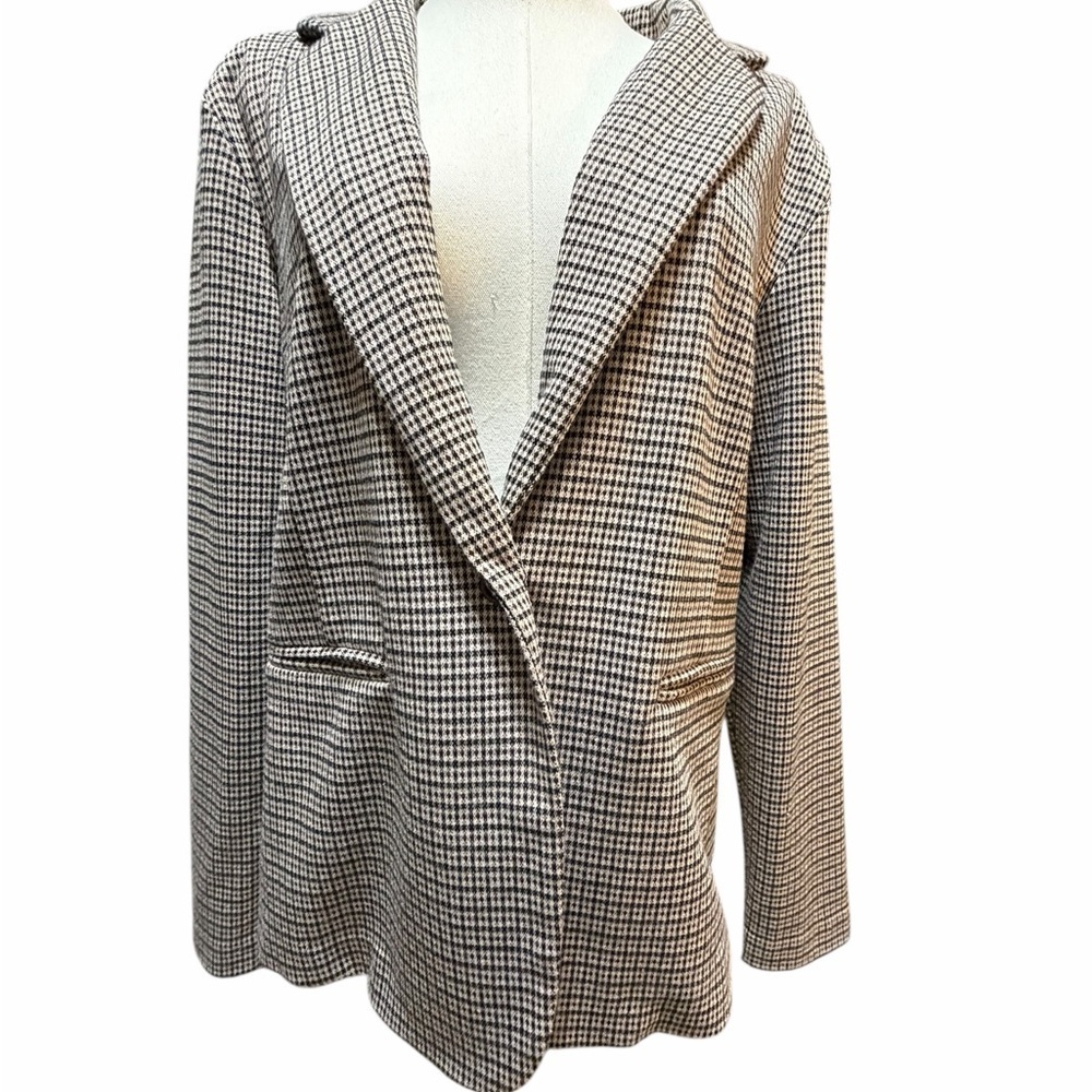 ICHI Women's Classic Brown and Tan Houndstooth Blazer XXL - Picture 4 of 16